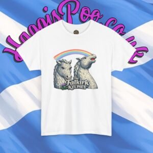 Falkirk Kelpies illustration Tee | Scottish mythical horse sculpture, rainbow accent
