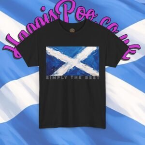 Scotland Simply the Best T-Shirt, Scottish Saltire palette knife painted image, designed by essantee in Scotland, Unisex Heavy Cotton Tee,