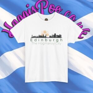 Edinburgh The Hogmanay City Unisex Heavy Cotton Tee, Scotland New Year's Eve Shirt, Scottish Celebration Top, Essantee Design, Gift for Him