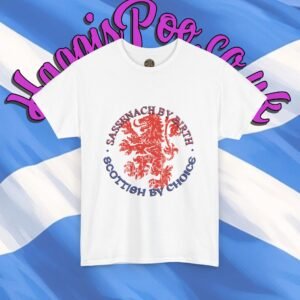Scottish By Choice Lion Rampant Tee — 'Sassenach By Birth' Heritage Graphic T-Shirt